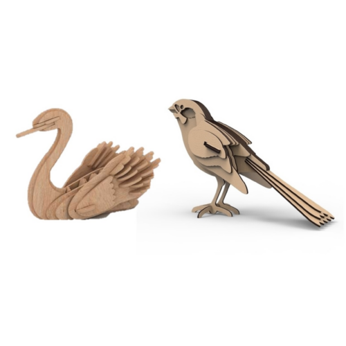 Bird Set - swan and sparrow