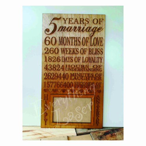 5th Anniversary Engraved Plywood Plaque