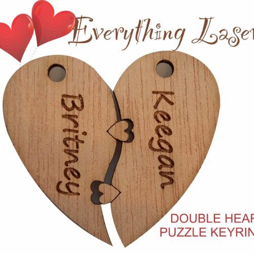 Double Heart Puzzle Keyring