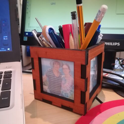 Photo cube pen and pencil holder