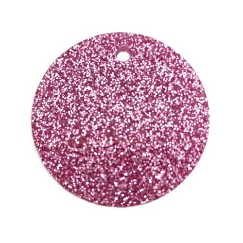Acrylic Keyring blanks. Pink Glitter - Pack of 10