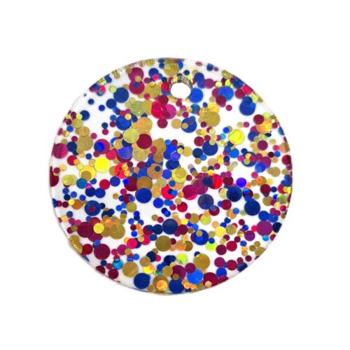 Acrylic Keyring Blanks. Purple Dot glitter - Pack of 10
