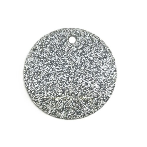 Acrylic Keyring blanks. Silver Glitter – Pack of 10